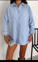 Blue Star Rhinestones flannel shirt - oneinmelon