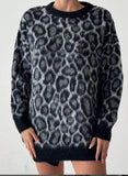 Grey Leopard Print Jumper- Free Size - oneinmelon