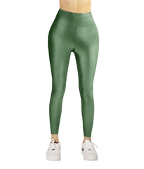 Light Olive Glossy Leggings - oneinmelon