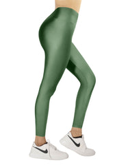 Light Olive Glossy Leggings - oneinmelon
