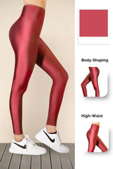 Dusty Rose Glossy Leggings - oneinmelon