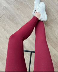 Burgandy Fleece Leggings