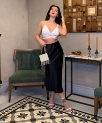 Black Satin Skirt - oneinmelon