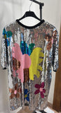 Sequin Oversized T-Shirt Dress -One size