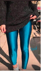 Teal Glossy Leggings - oneinmelon