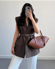 Vest jacket with padded shoulder - oneinmelon