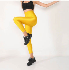Yellow Glossy Leggings - oneinmelon