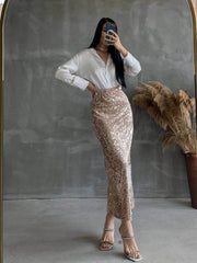 Gold Sequin Skirt - oneinmelon