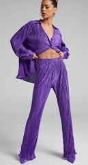 Purple Pleated Coord Set - oneinmelon