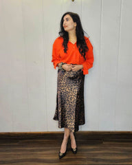 Leopard Print Satin Skirt - oneinmelon