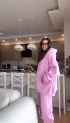 Oversized hoodie with jogger with fleece