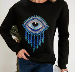 Black Evil Eye Sweatshirt - oneinmelon
