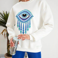 White Evil Eye Sweatshirt - oneinmelon