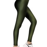 Dark Olive Glossy Leggings Image