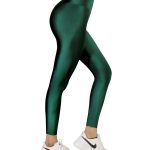 Dark Green Glossy Leggings Image