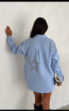 Blue Star Rhinestones flannel shirt - oneinmelon
