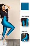 Aqua Elegance Glossy leggings Set(Colors - Navy Blue, Teal blue & Denim Blue) - oneinmelon