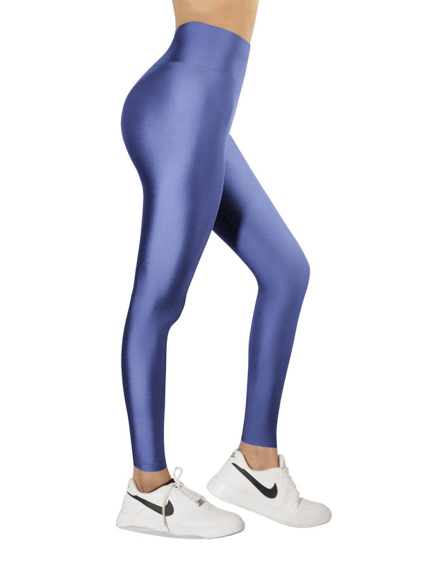 Denim Blue Glossy Leggings - oneinmelon