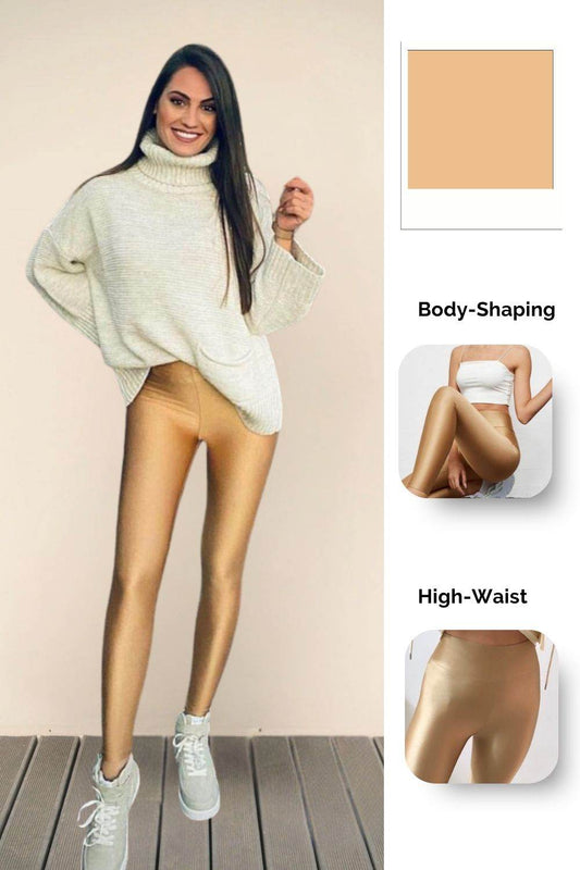 Gold Glossy Leggings - oneinmelon