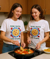 Cotton Printed Oversized T-shirt - White (More Pasta, Less Drama)