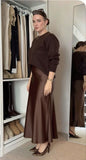 Choco Maxi satin skirt