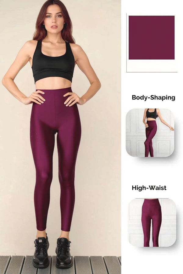 Burgundy Glossy Leggings