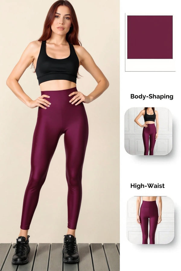 Burgundy Glossy Leggings