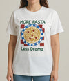 Cotton Printed Oversized T-shirt - White (More Pasta, Less Drama)