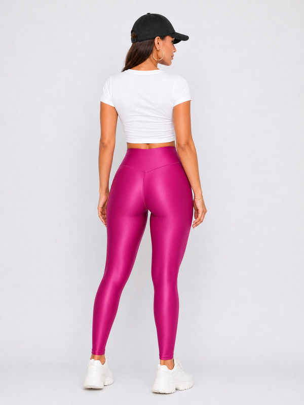 Berry Pink Glossy Leggings