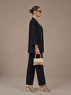 2 Pcs Black  Kimono Co-Ords Set