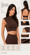 Brown scalloped Open Back Top