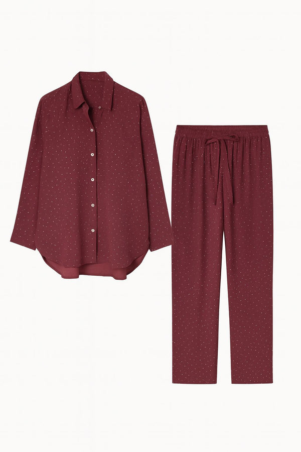 Linen Blend Rhinestone Co-Ord Set