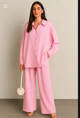 Linen Blend Rhinestone Co-Ord Set