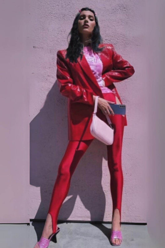 Cherry Stirrup Glossy Leggings - oneinmelon