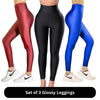 Classic Glossy Leggings Set (Colors - Black, Royal Blue & Dusty Rose Red) - oneinmelon