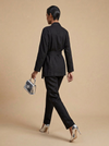 Black EMB Viscose Co-Ord Set With Front Open Shrug And Pants