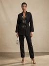 Black EMB Viscose Co-Ord Set With Front Open Shrug And Pants