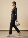 Black EMB Viscose Co-Ord Set With Front Open Shrug And Pants