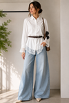 Cotton Poplin Shirt with lace detailing For Top