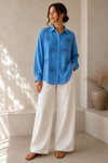 Cotton viscose sequin embellished shirt