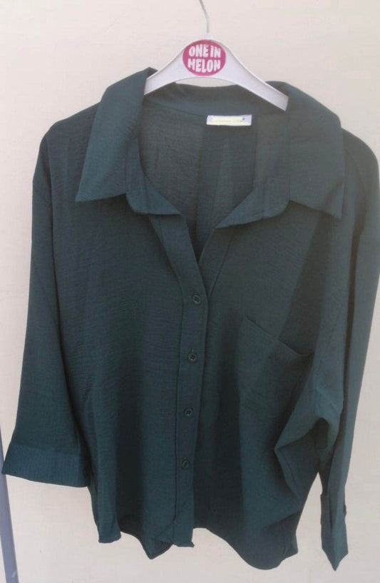 Dark Green Viscose Shirts One Size - oneinmelon