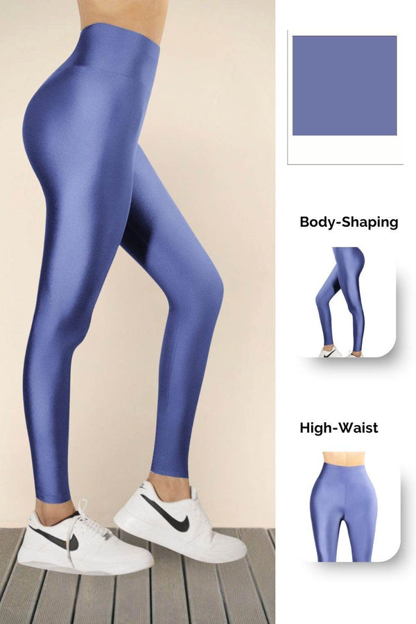 Aqua Elegance Glossy leggings Set(Colors - Navy Blue, Teal blue & Denim Blue) - oneinmelon