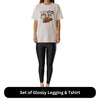 Black-&-Brew Style Pack (Glossy Black Leggings + “More Espresso, Less Depresso” Cotton T-shirt) - oneinmelon