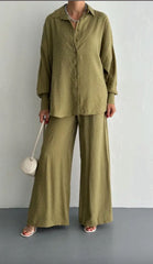 Linen Blend Rhinestone Co-Ord Set