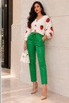 Green Tapered fit faux leather pants