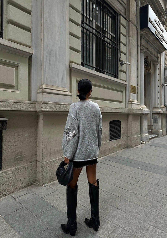 Grey sequin sweaters one size - oneinmelon