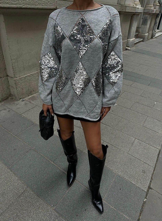Grey sequin sweaters one size - oneinmelon