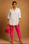 Hot pink Stirrup Glossy Leggings - oneinmelon