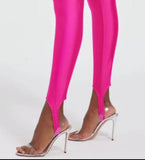 Hot pink Stirrup Glossy Leggings - oneinmelon