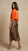Leopard Print Satin Skirt